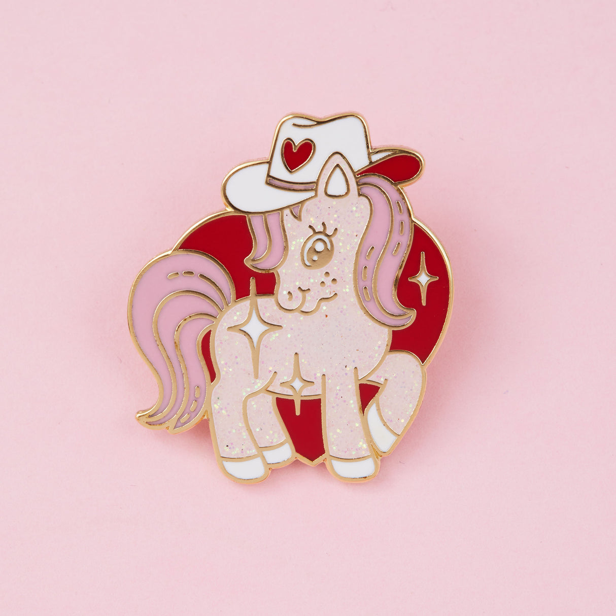 Cowgirl Pony Glitter Enamel Pin