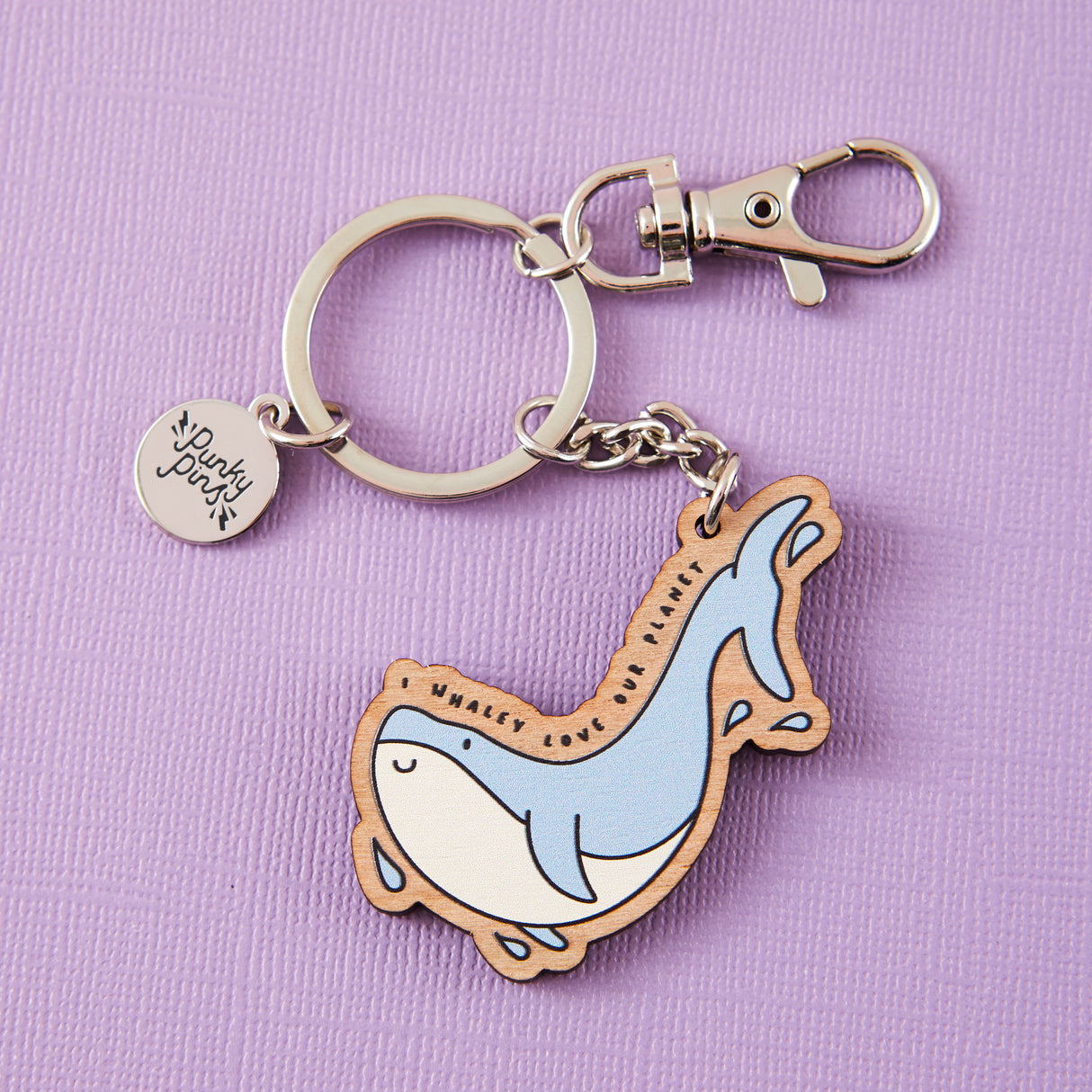 Whale Love Wooden Eco Keyring