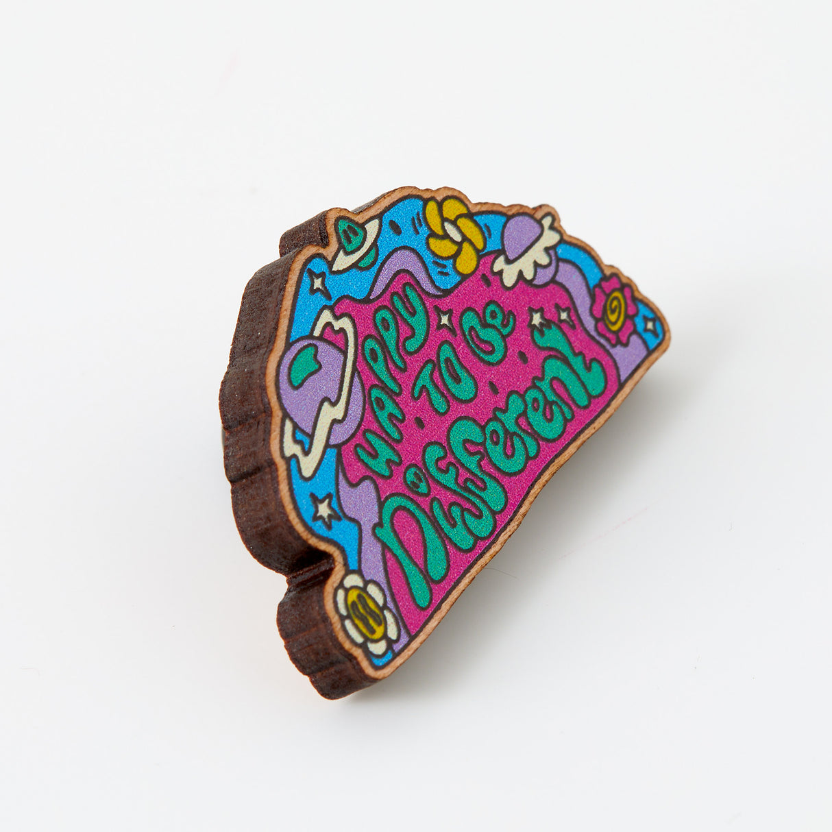 Happy To Be Different Wooden Eco Pin