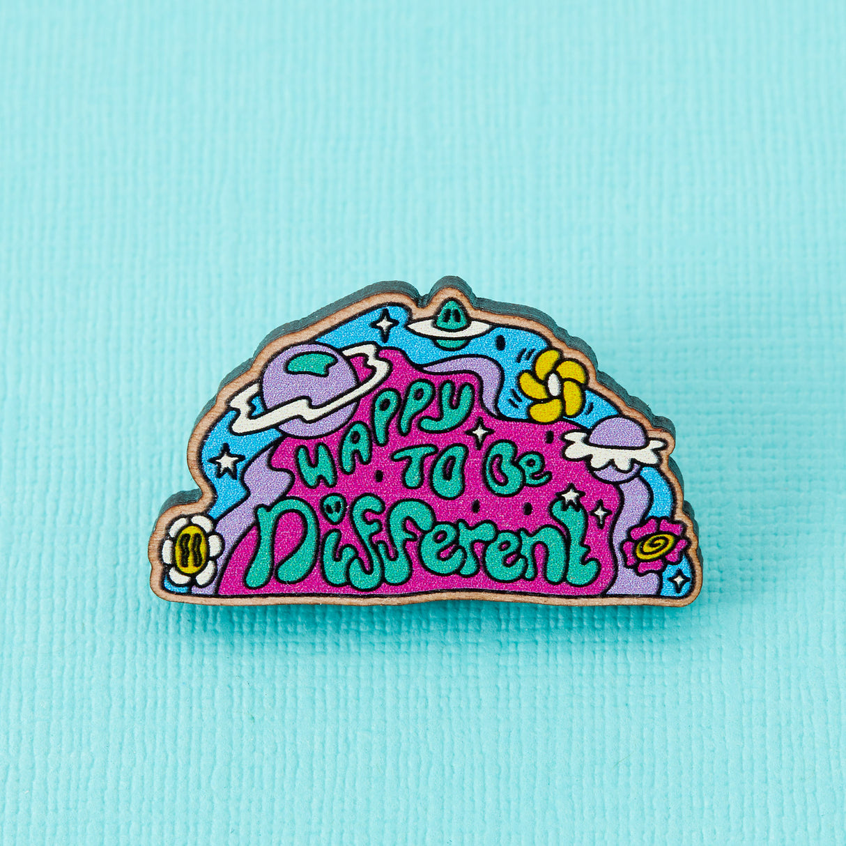 Happy To Be Different Wooden Eco Pin