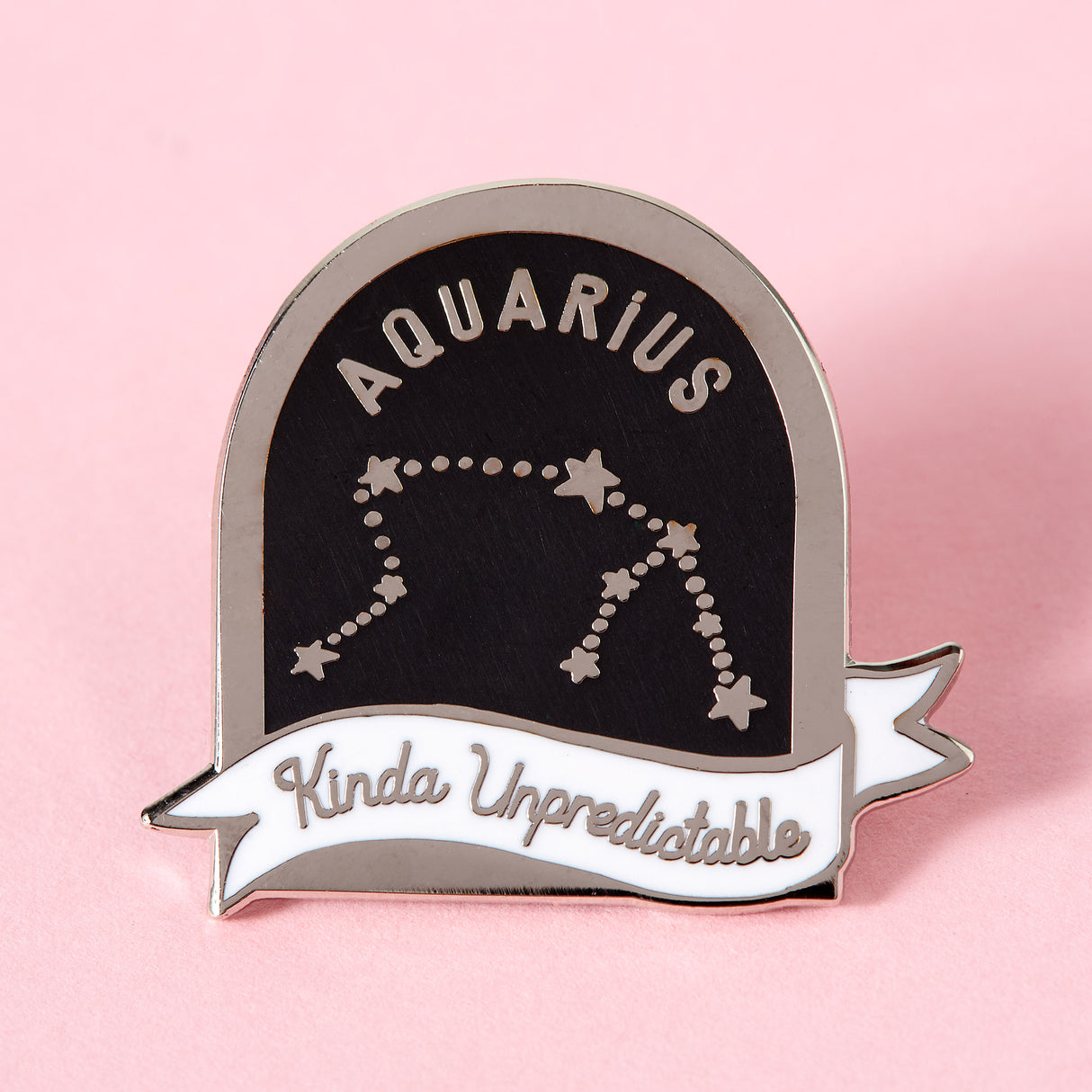 Aquarius Black and White Starsign Enamel Pin