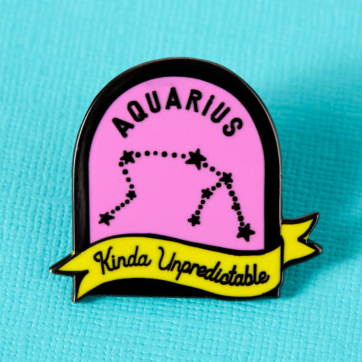 Aquarius Purple and Yellow Starsign Enamel Pin