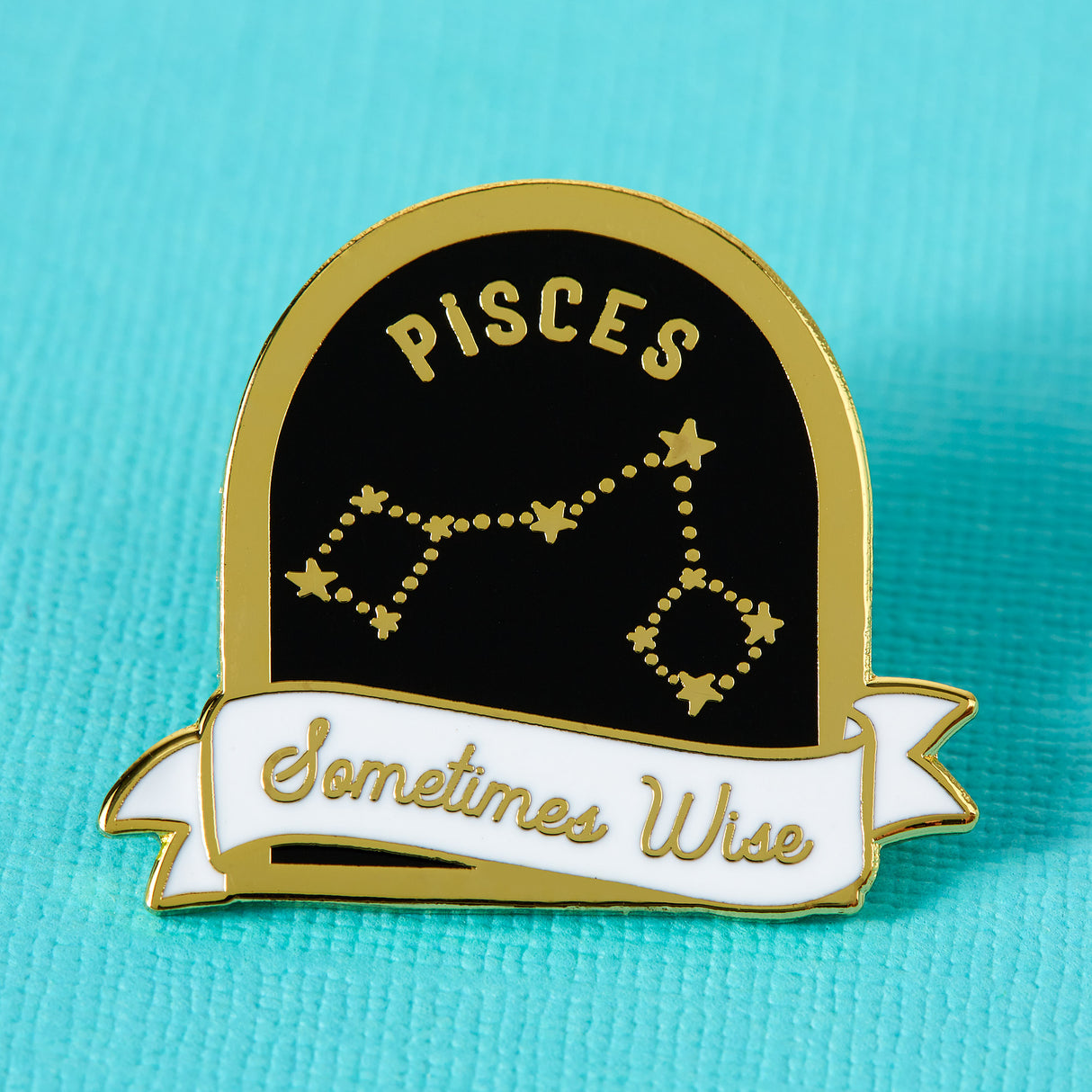 Pisces Black and White Starsign Enamel Pin
