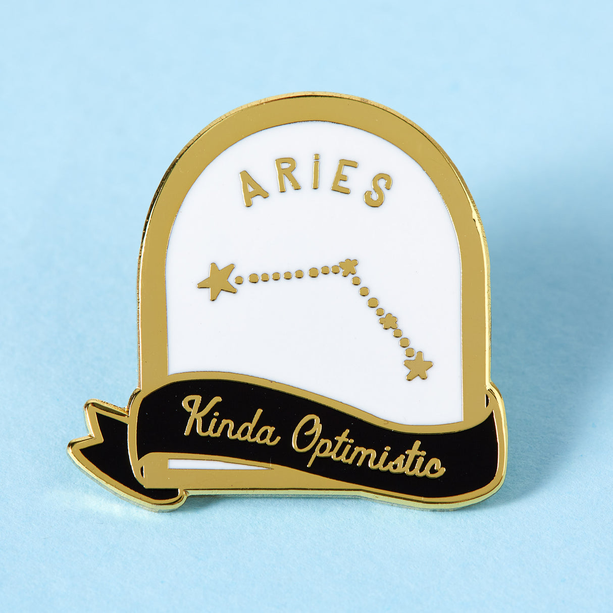 Aries Black and White Starsign Enamel Pin