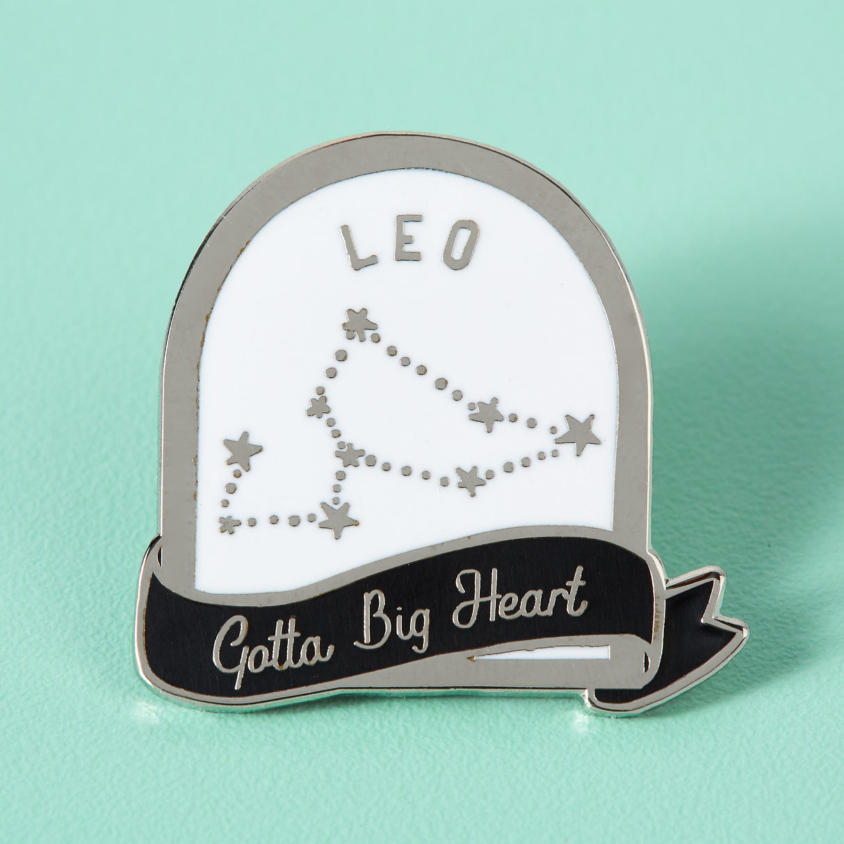 Leo Black and White Starsign Enamel Pin