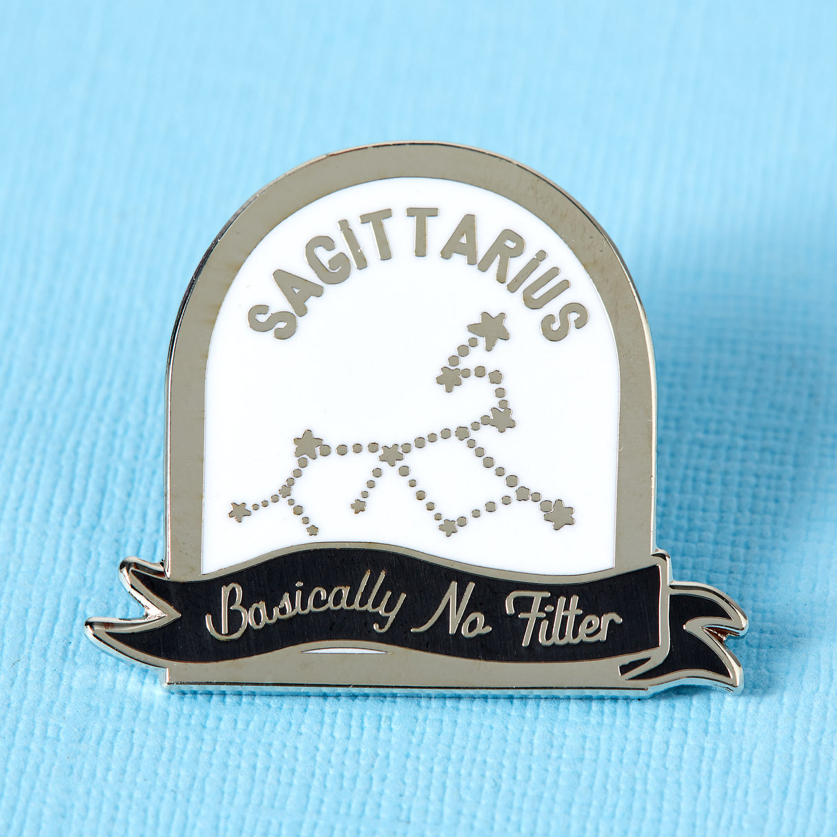 Sagittarius Black and White Starsign Enamel Pin