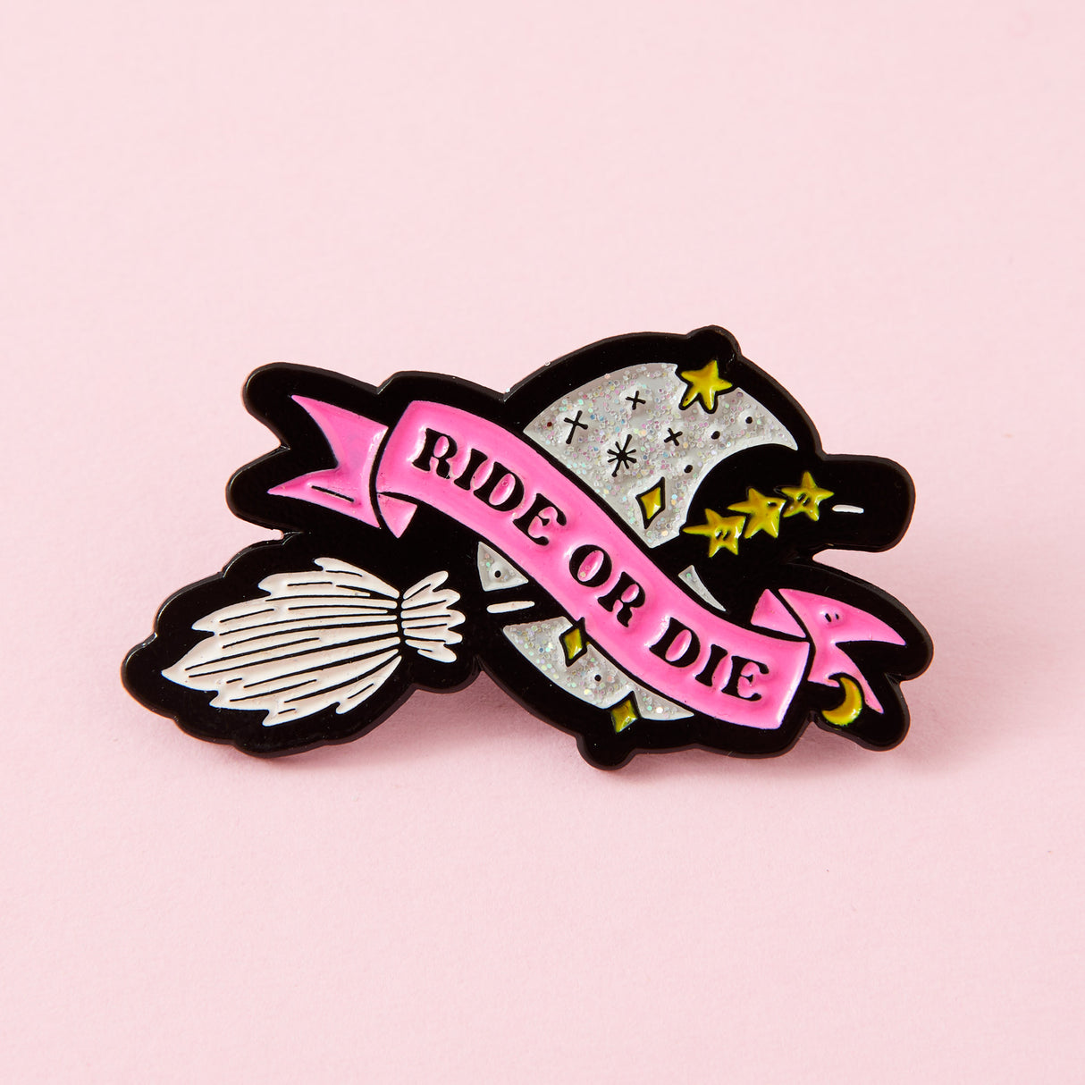 Ride Or Die Broomstick Enamel Pin