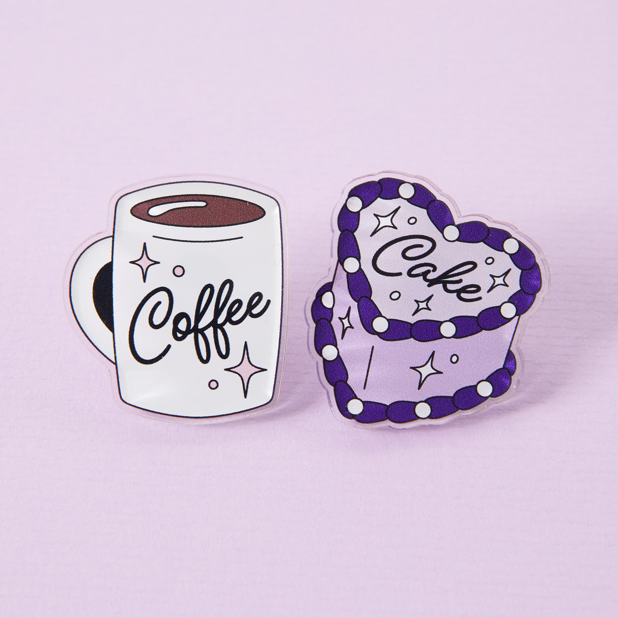Coffee & Cake Acrylic Pin Pair