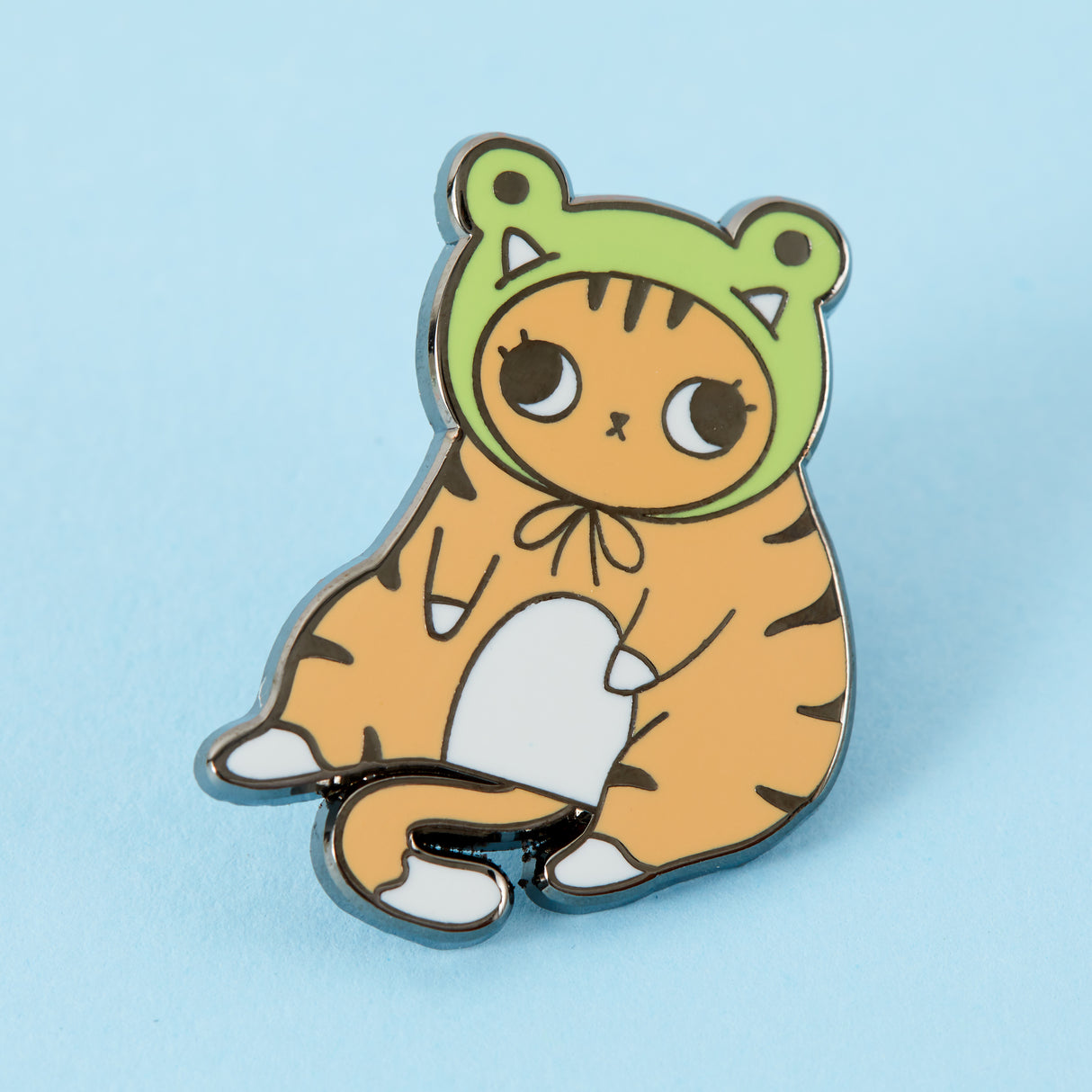 Frog Hat Cat Enamel Pin