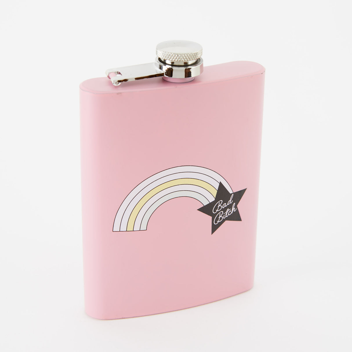 Bad Bitch Rainbow Tall Light Pink Hip Flask