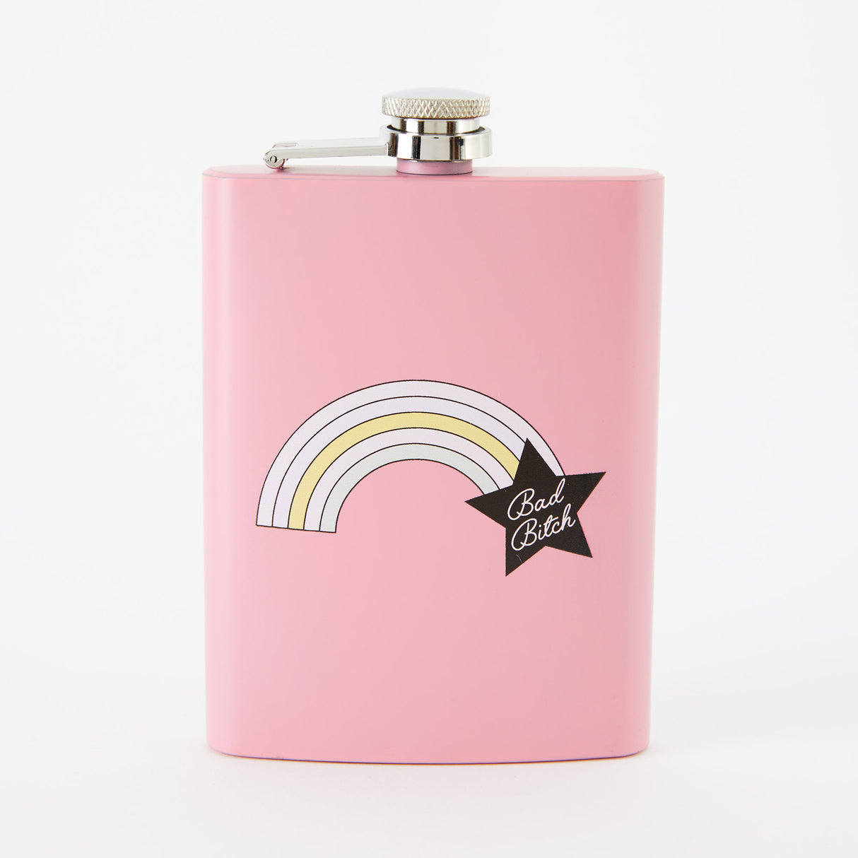 Bad Bitch Rainbow Tall Light Pink Hip Flask