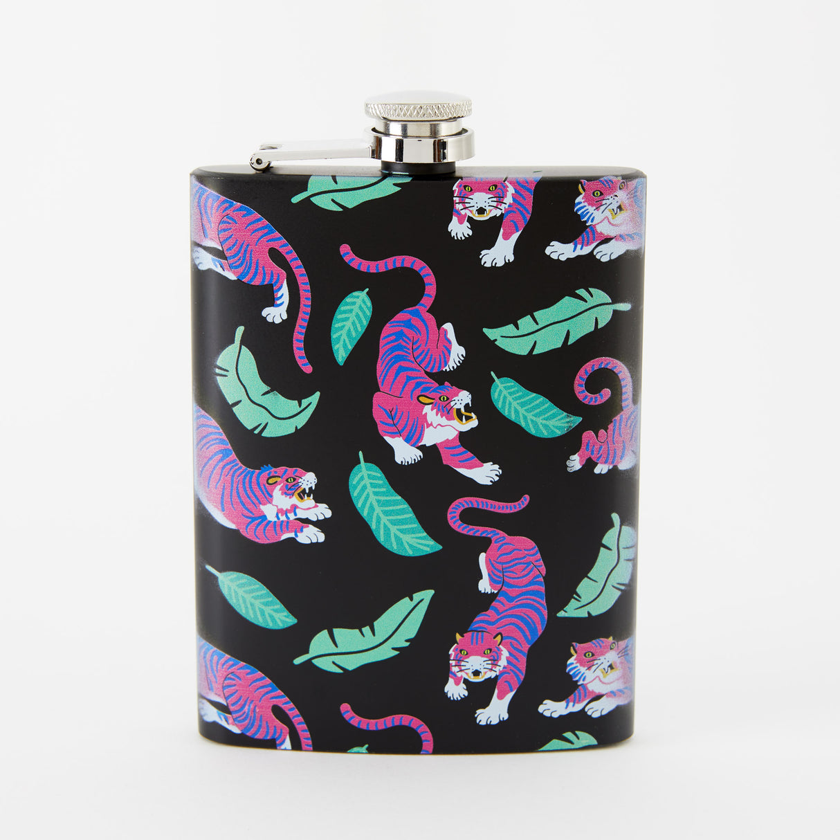 Tiger Tall Black Hip Flask