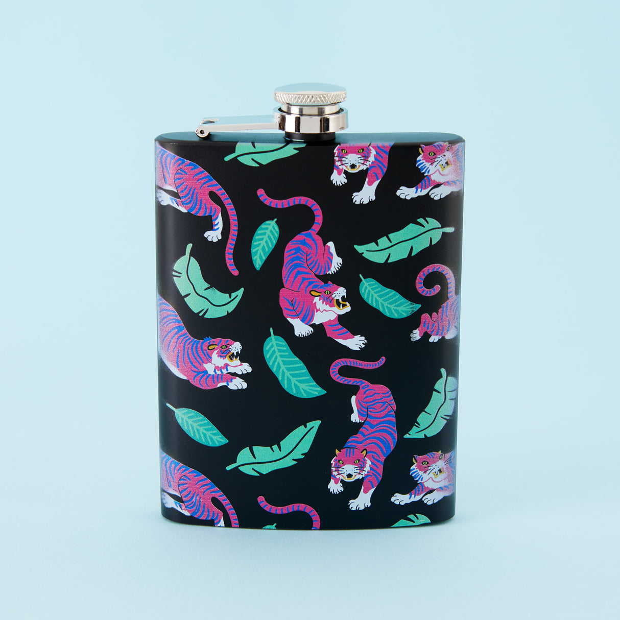 Tiger Tall Black Hip Flask