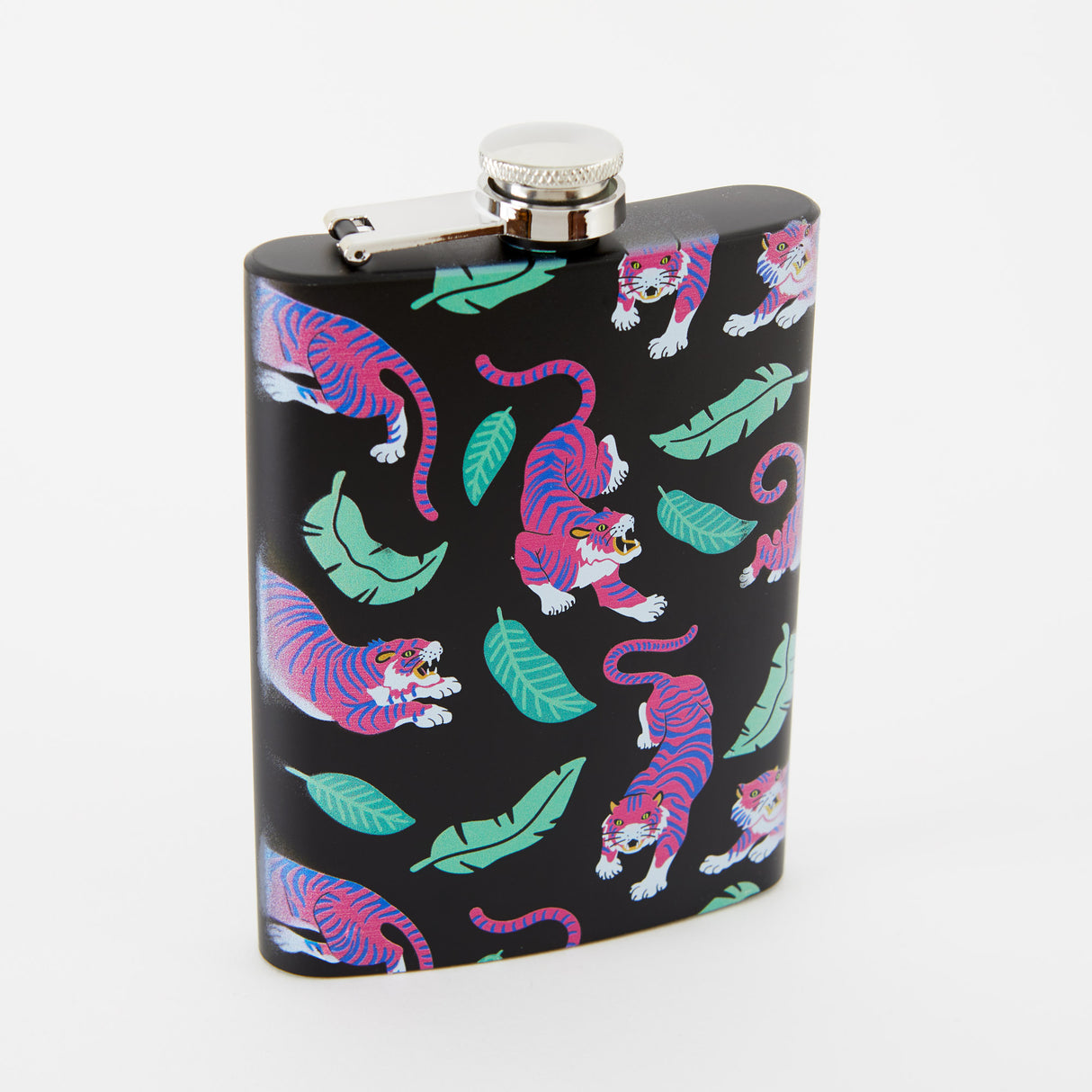 Tiger Tall Black Hip Flask