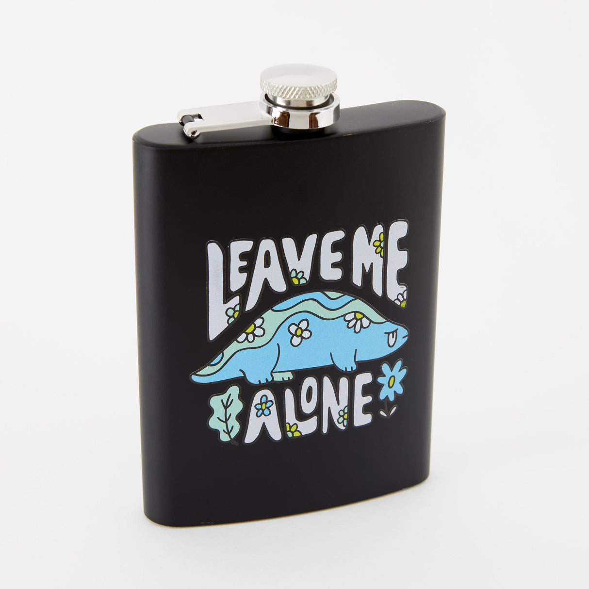 Leave Me Alone Tall Black Hip Flask