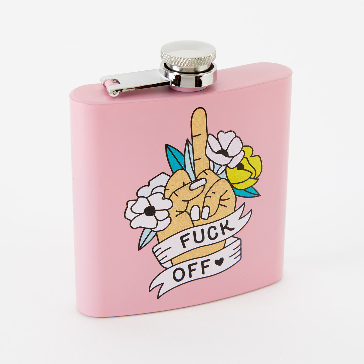 Fuck Off Light Pink Hip Flask