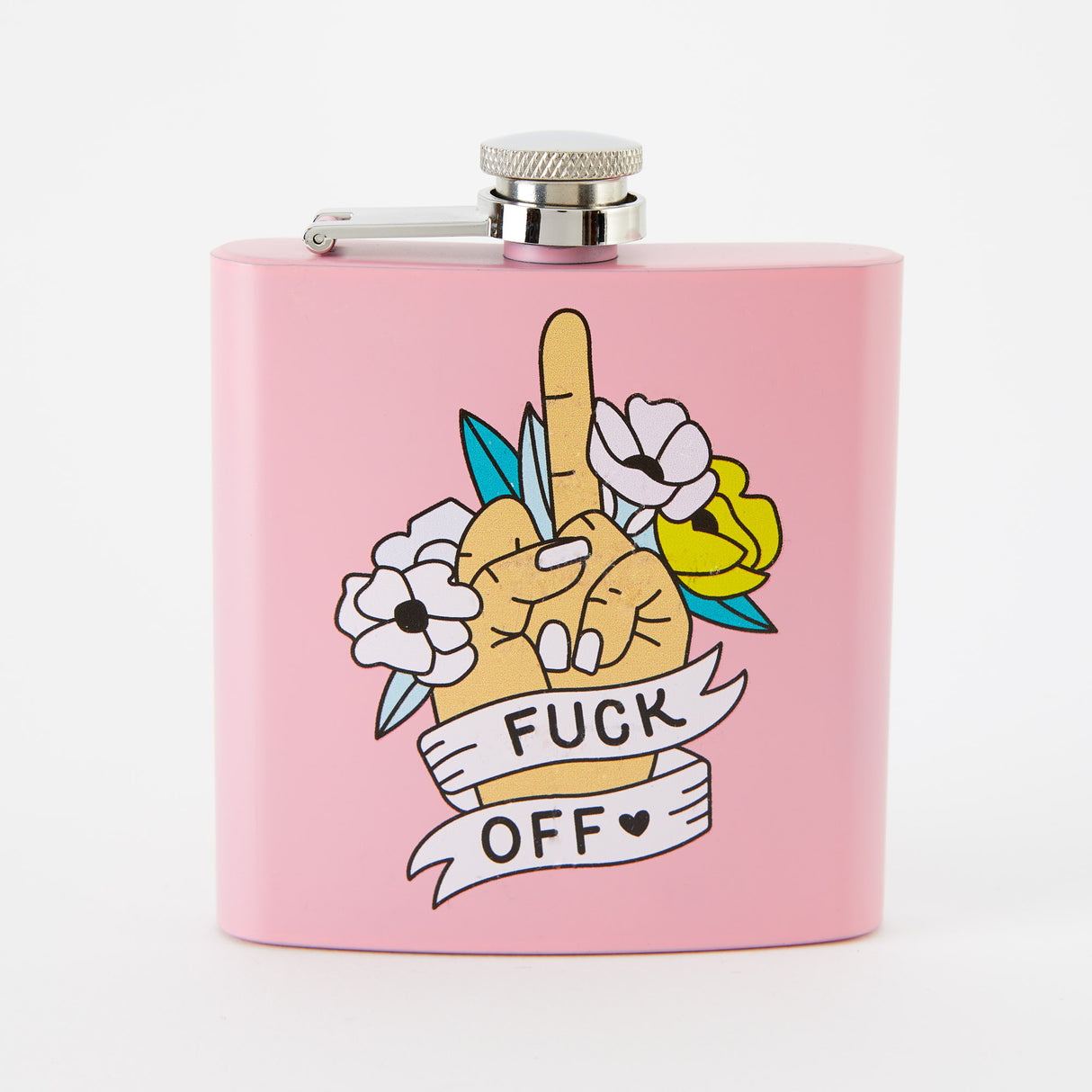 Fuck Off Light Pink Hip Flask