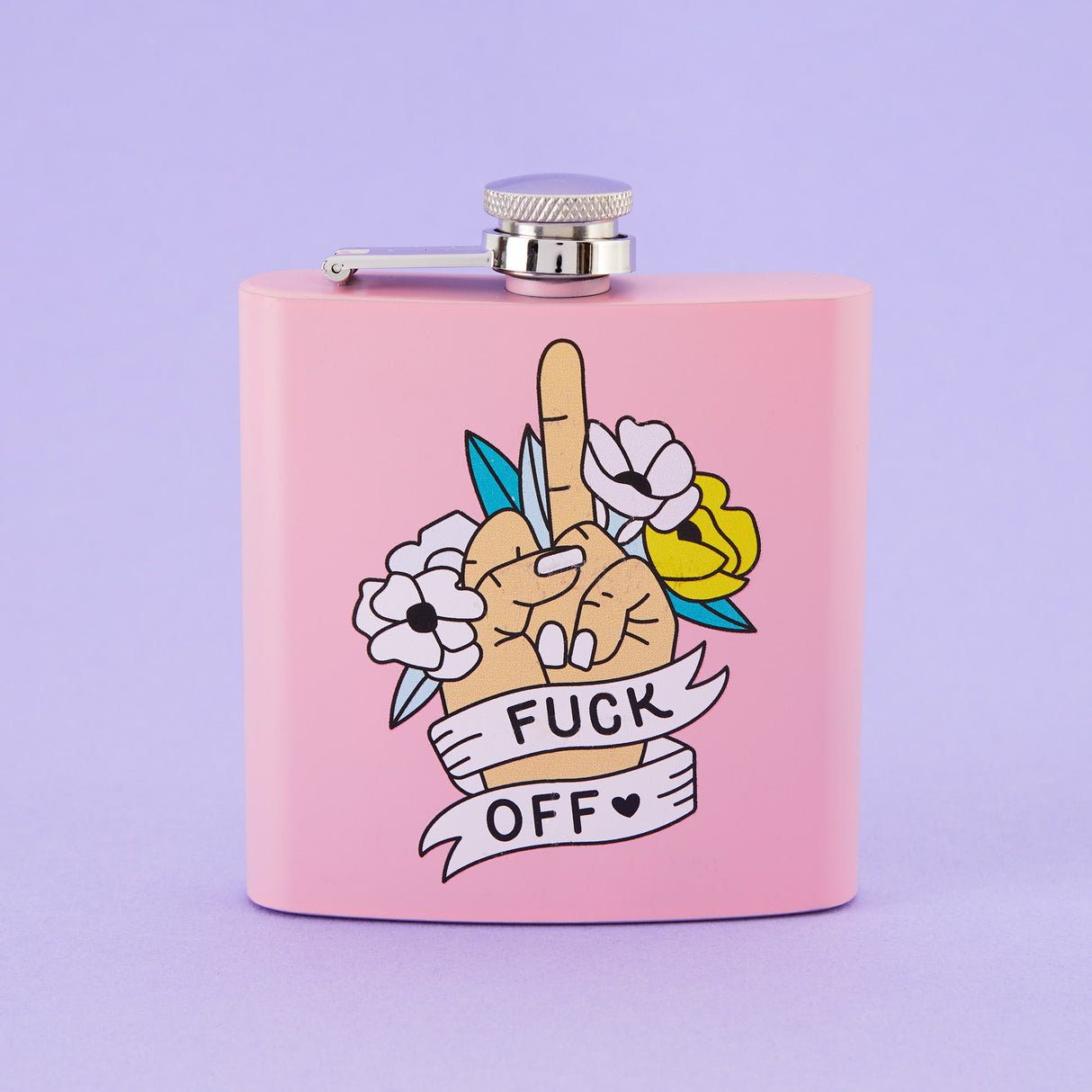 Fuck Off Light Pink Hip Flask