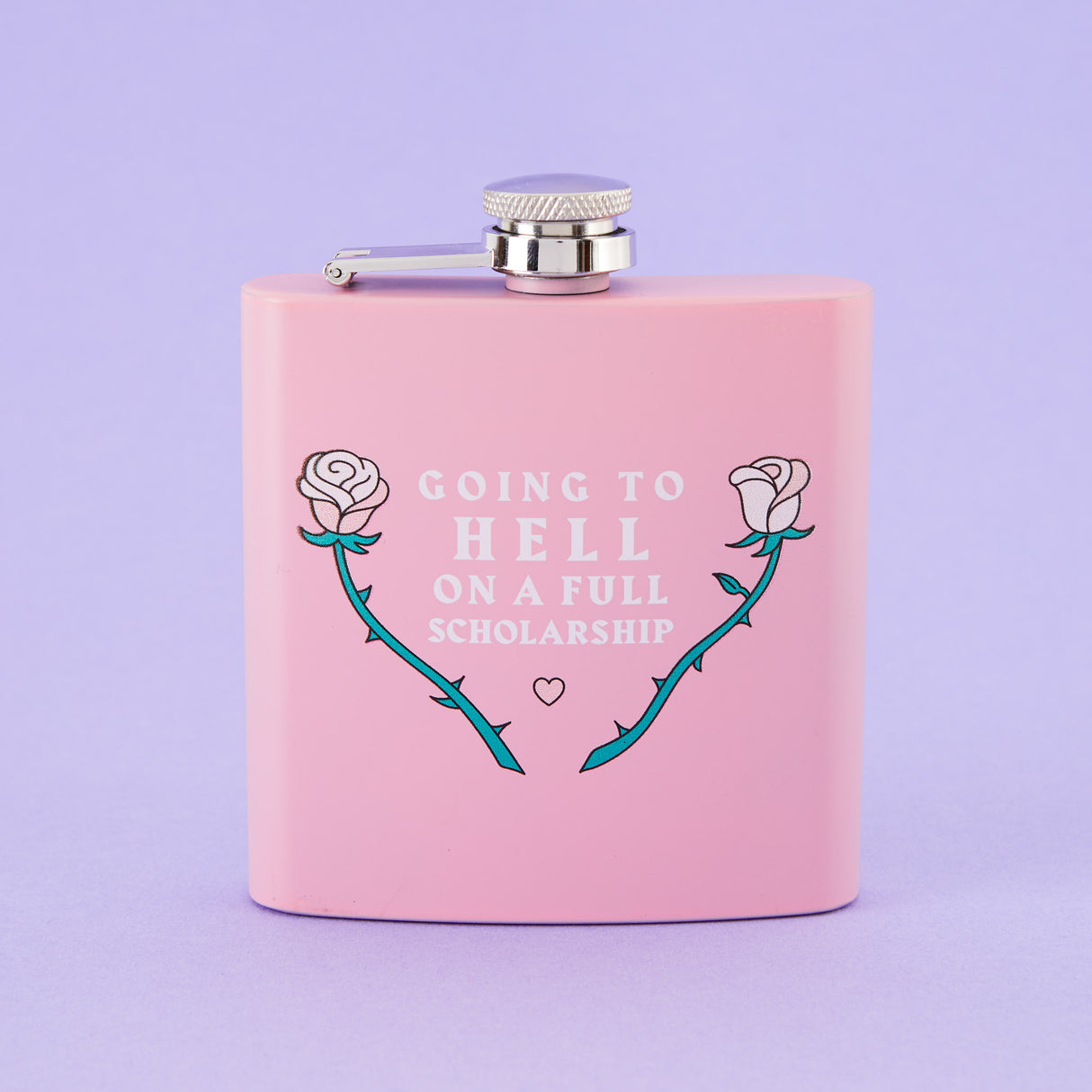 Going To Hell Light Pink Hip Flask