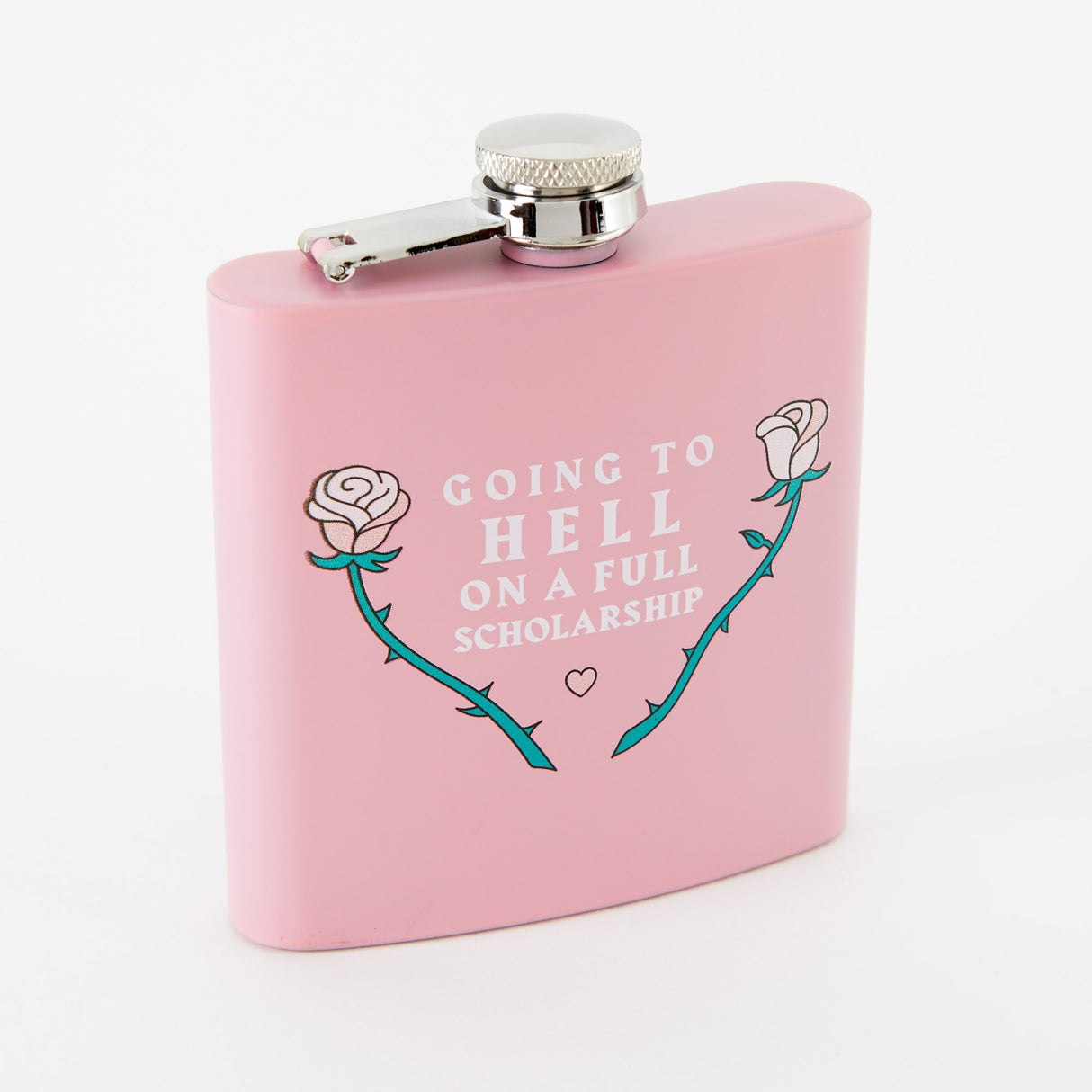 Going To Hell Light Pink Hip Flask