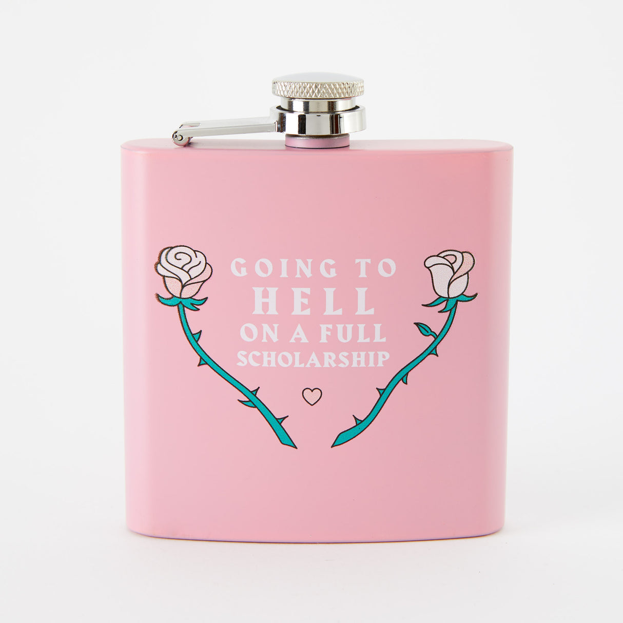 Going To Hell Light Pink Hip Flask
