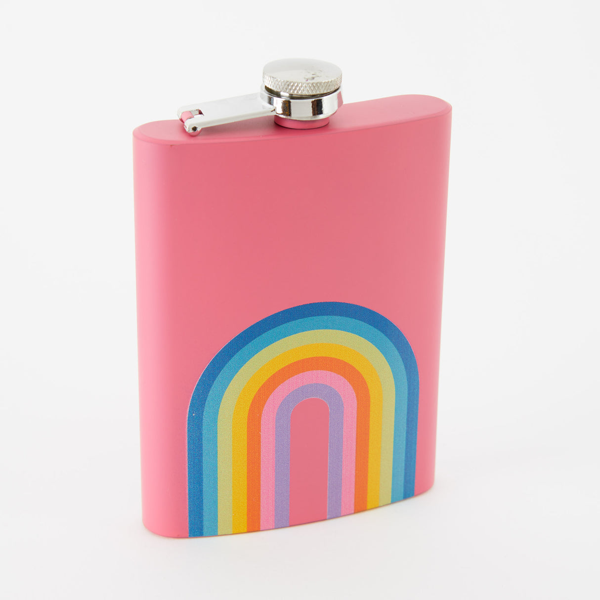 Retro Rainbow Tall Pink Hip Flask