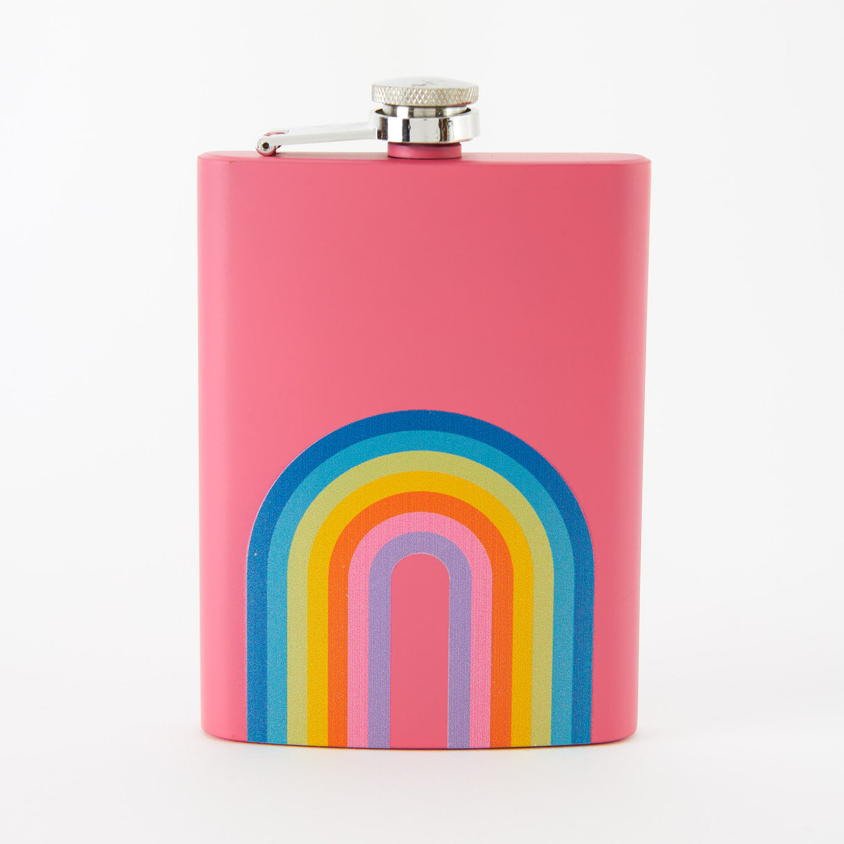 Retro Rainbow Tall Pink Hip Flask