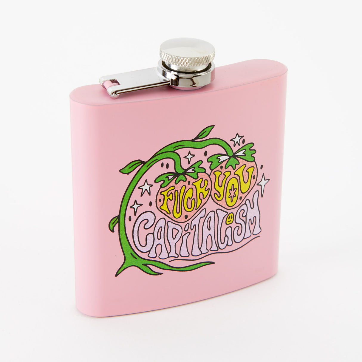 Fuck You Capitalism Light Pink Hip Flask