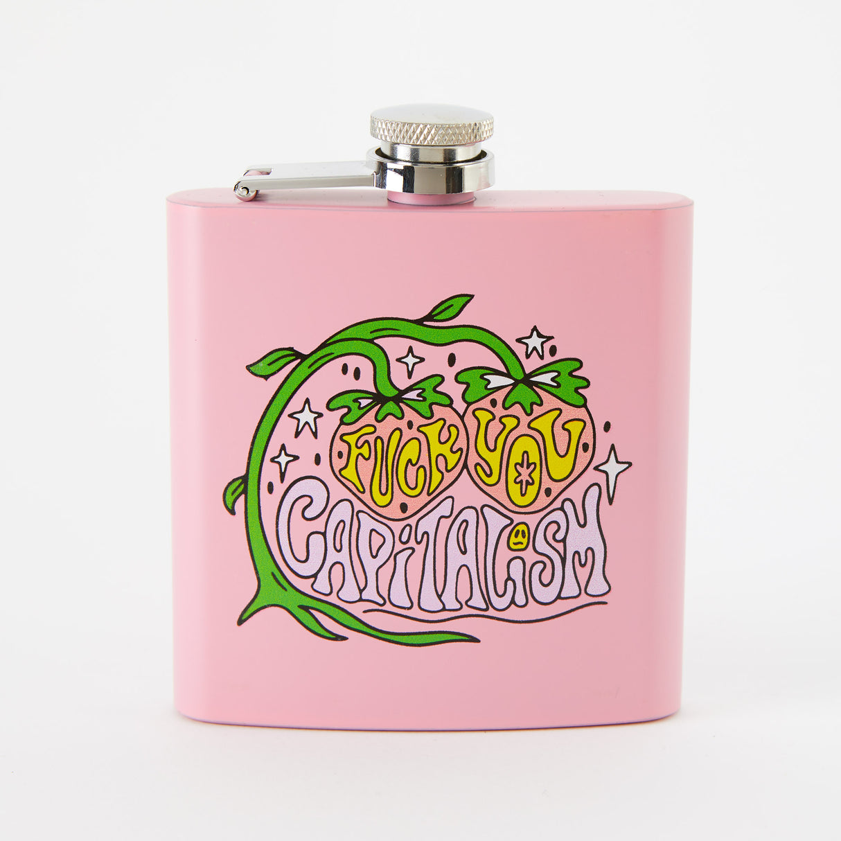 Fuck You Capitalism Light Pink Hip Flask