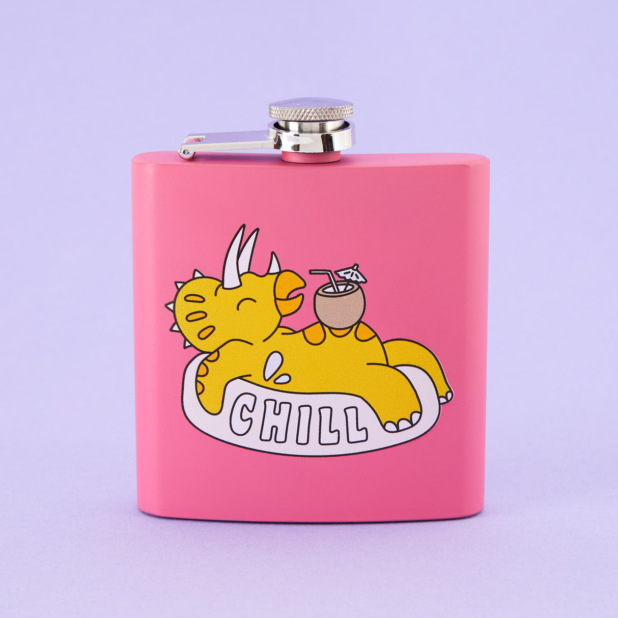 Chill Dino Pink Hip Flask