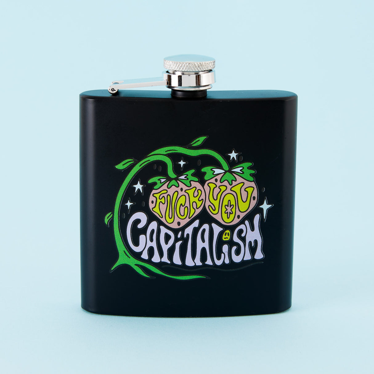 Fuck You Capitalism Black Hip Flask