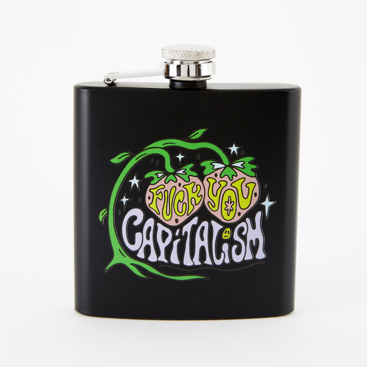 Fuck You Capitalism Black Hip Flask