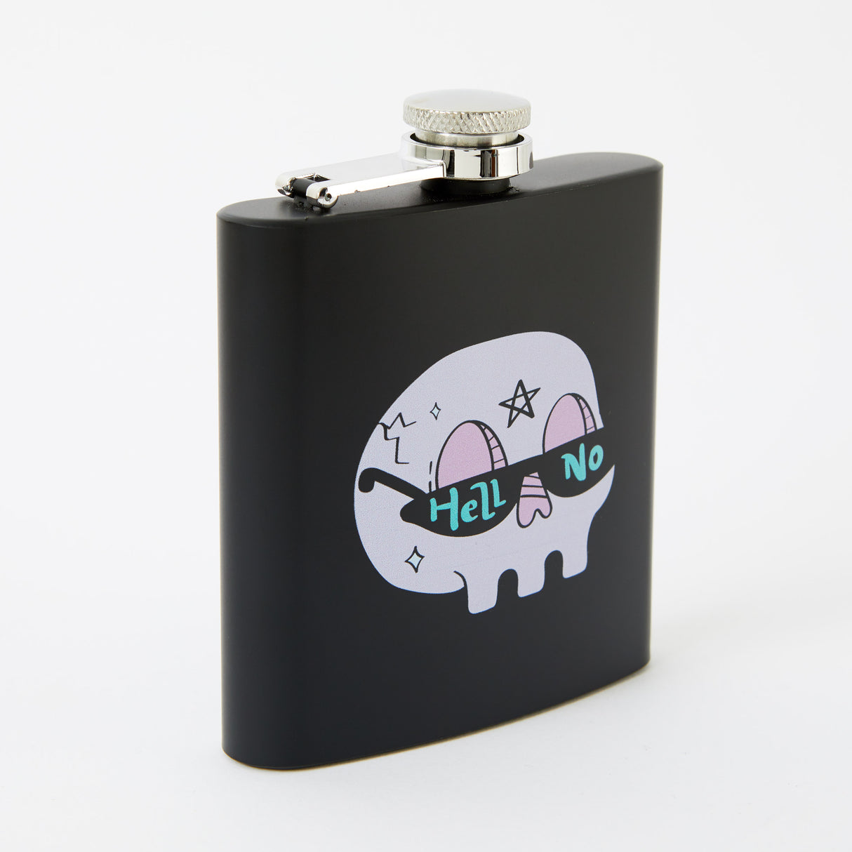 Hell No Skull Black Hip Flask
