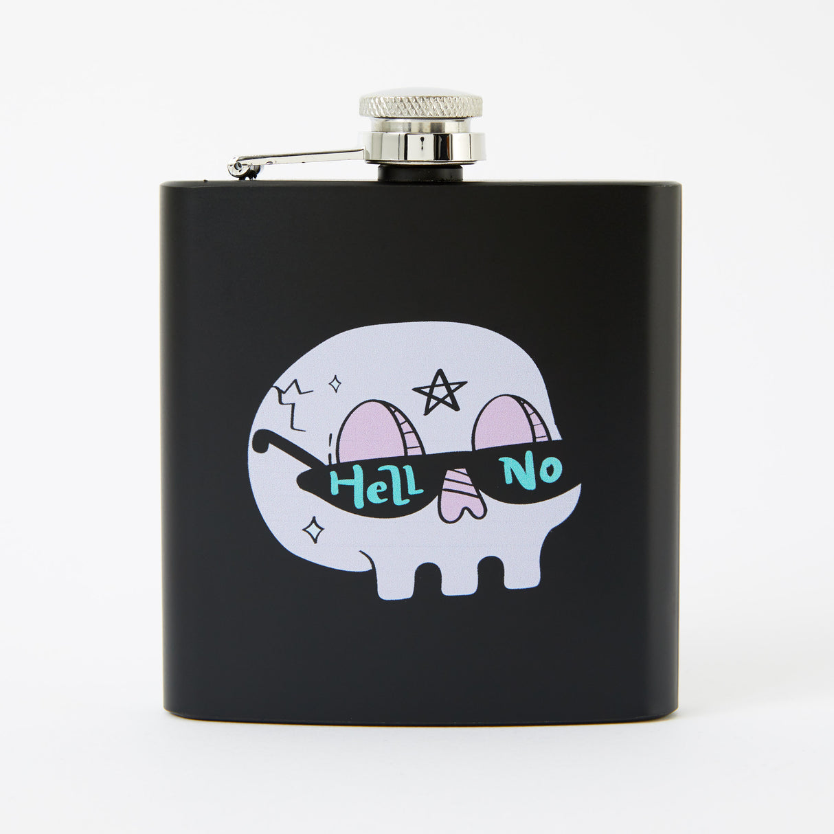 Hell No Skull Black Hip Flask
