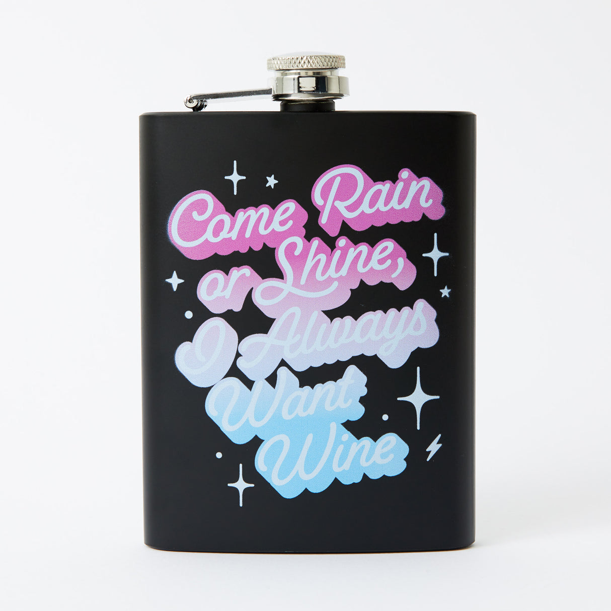 Come rain or shine Tall Black Hip Flask