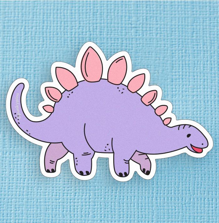 Pastel Lilac and Pink Stegosaurus Dinosaur Large Vinyl Sticker
