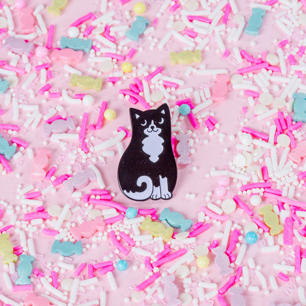 Black & White Cat Enamel Pin