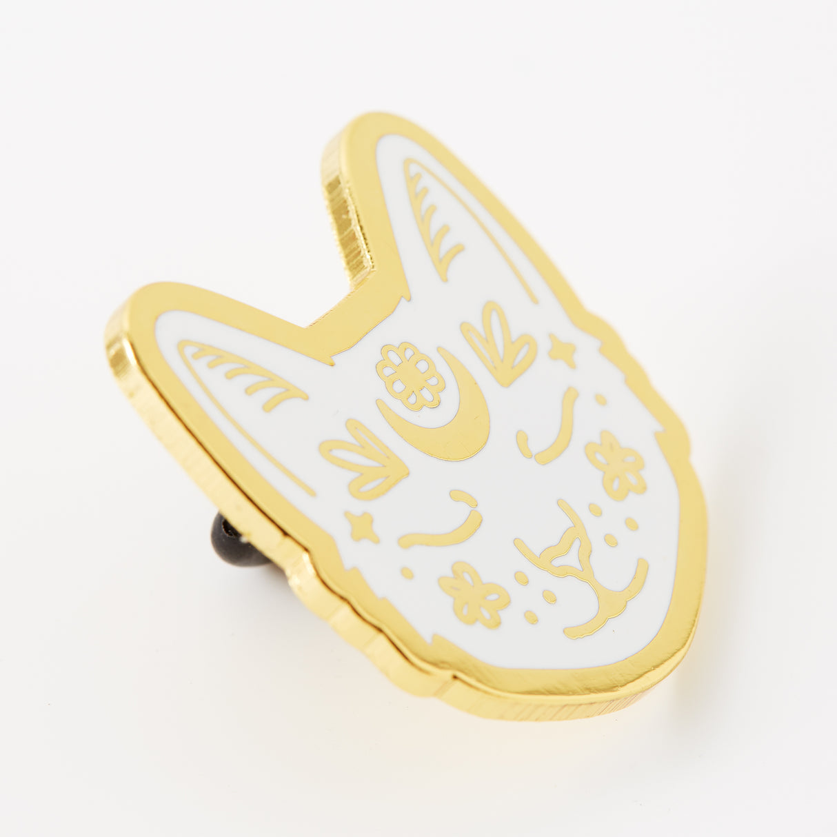 Crescent Moon Cat Gold Plated Pin