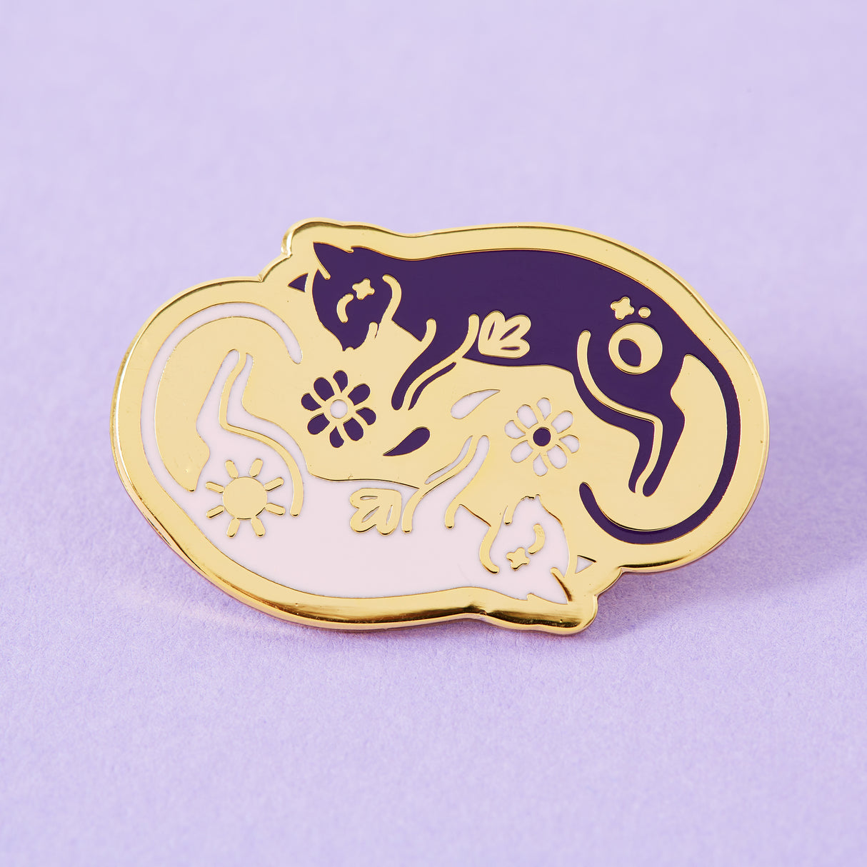 Twin Kitties Gold Plated Pin