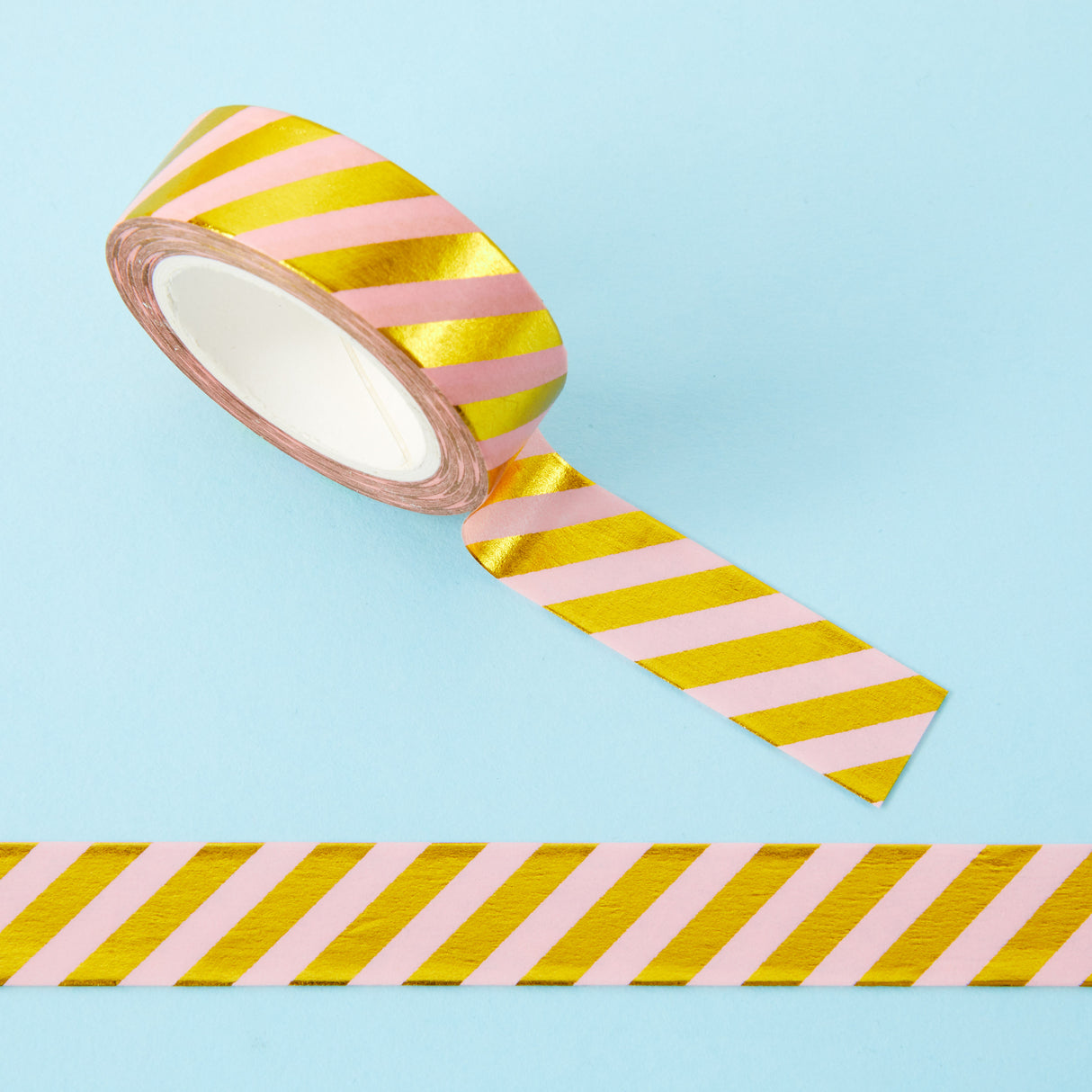 Foil Gold & Pink Stripe Washi Tape