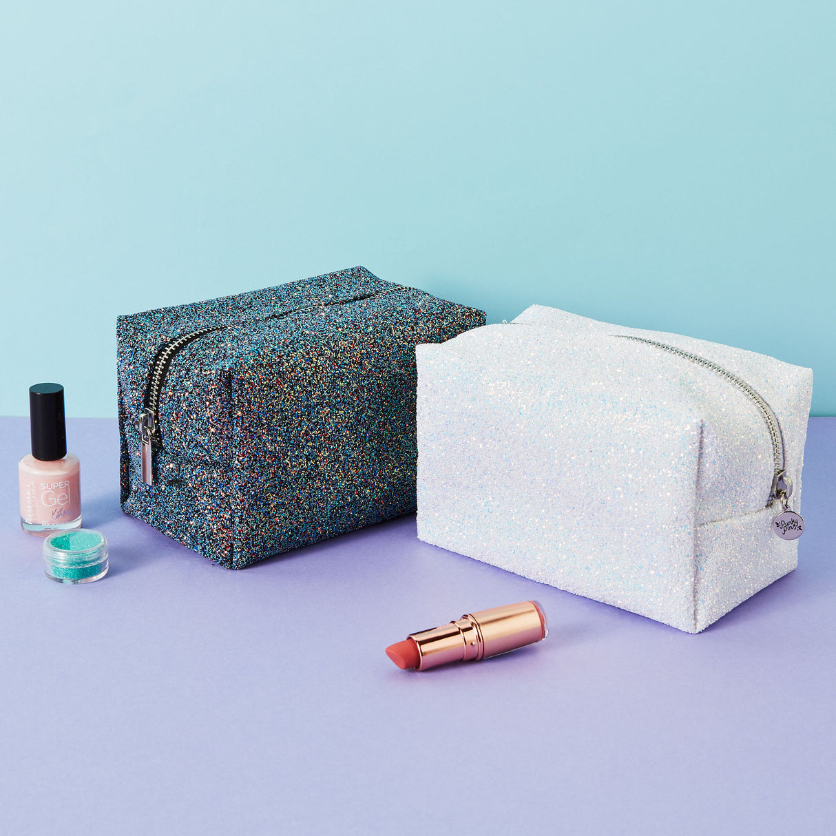Silver Glitter Make Up Bag