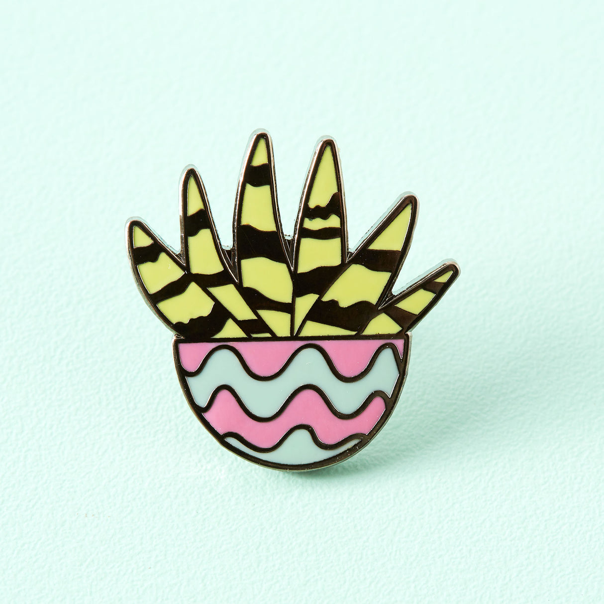Zebra Cactus Enamel Pin