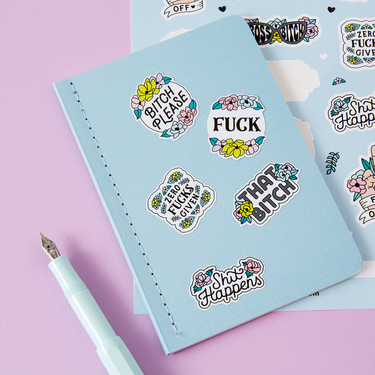 Floral Swears A5 Vinyl Sticker Sheet