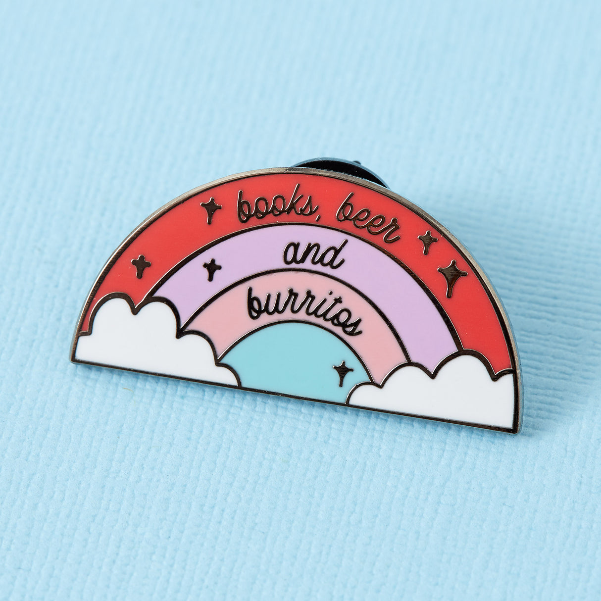 Books, Beer and Burritos Enamel Pin