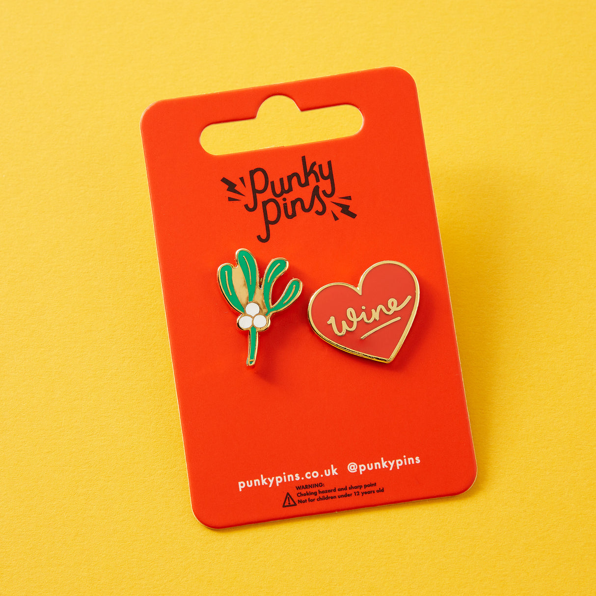 Mistletoe and Wine Enamel Pin Set
