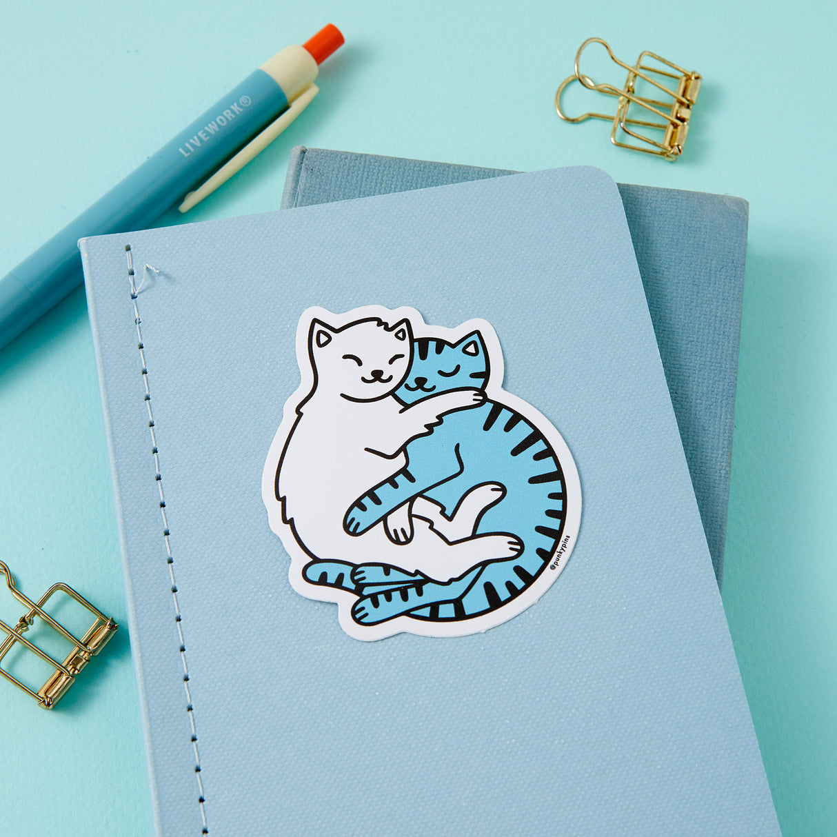 Cuddling Cats Soft Vinyl Sticker