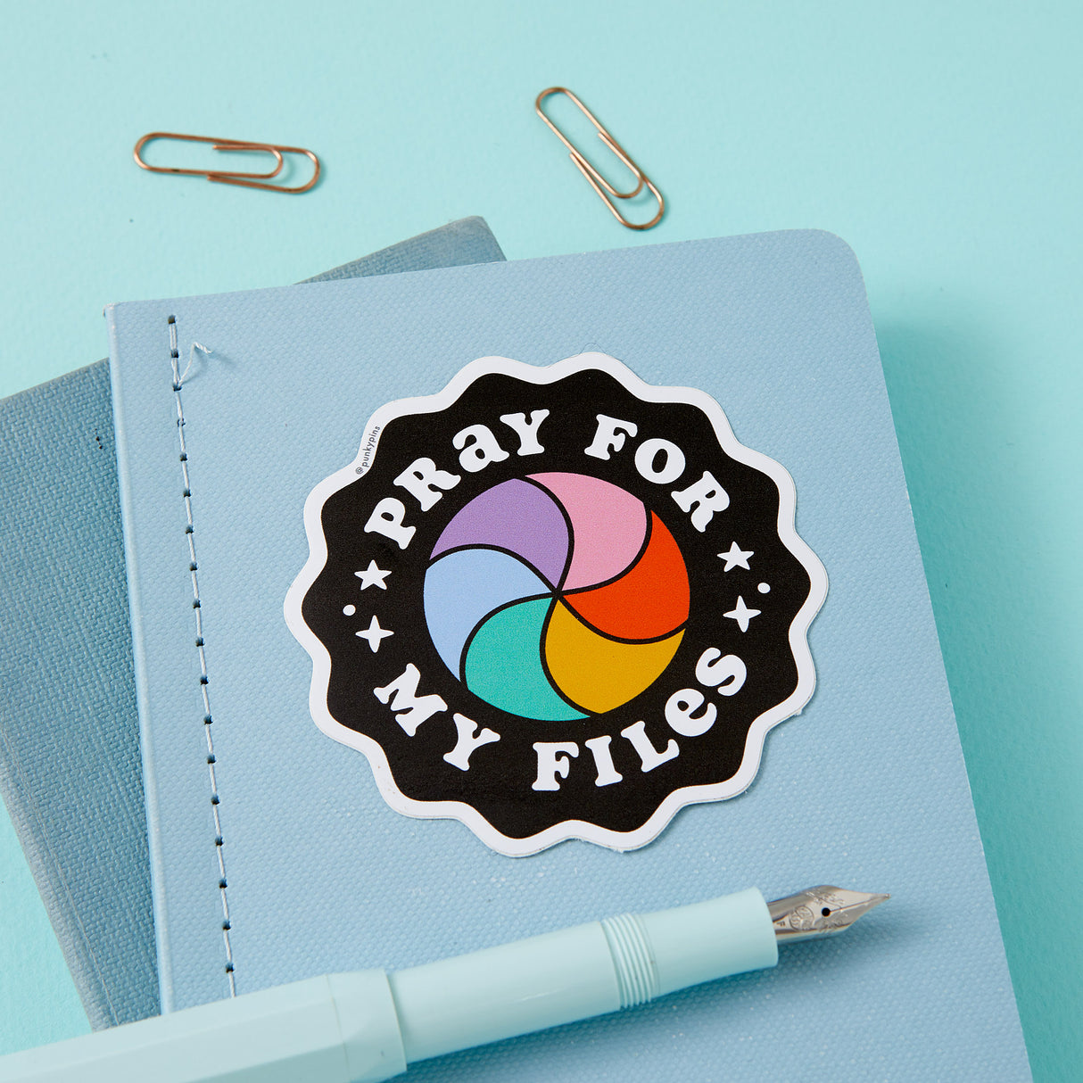 Pray For My Files Rainbow Wheel Vinyl Sticker