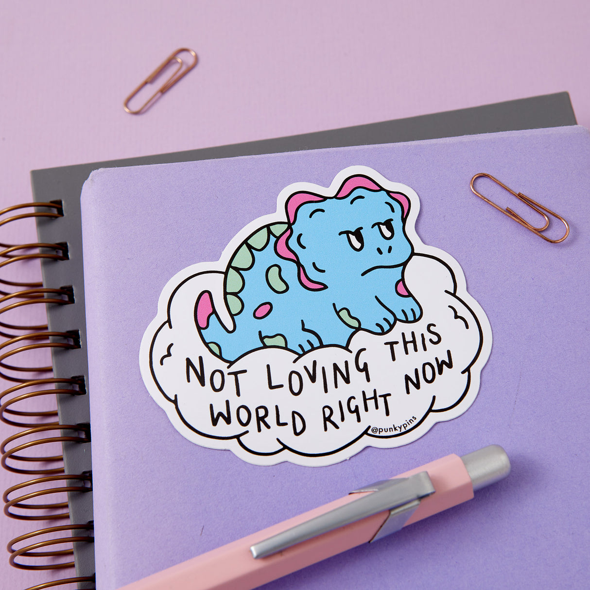 Not Loving this World Dinosaur Vinyl Sticker
