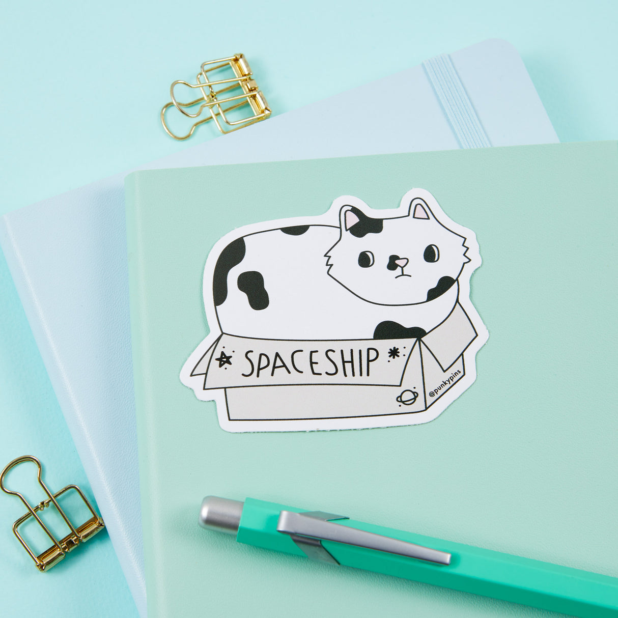 Spaceship Cat Vinyl Sticker