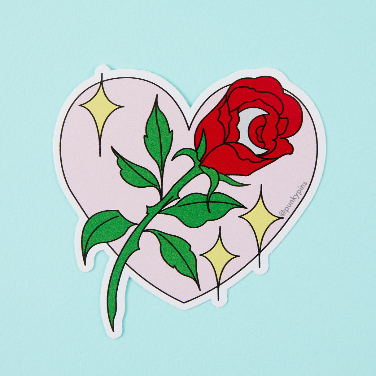 Rose In Heart Vinyl Sticker